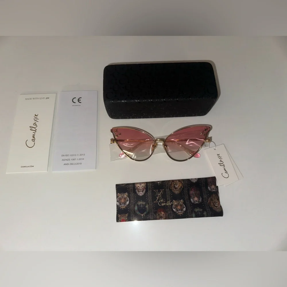 Camilla Rose Gradient Cat-Eye Sunglasses with Gold Trim